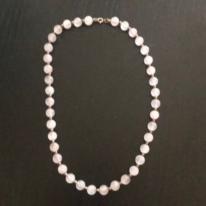 Rose Quartz Stone & Silver Bead Spacers Necklace